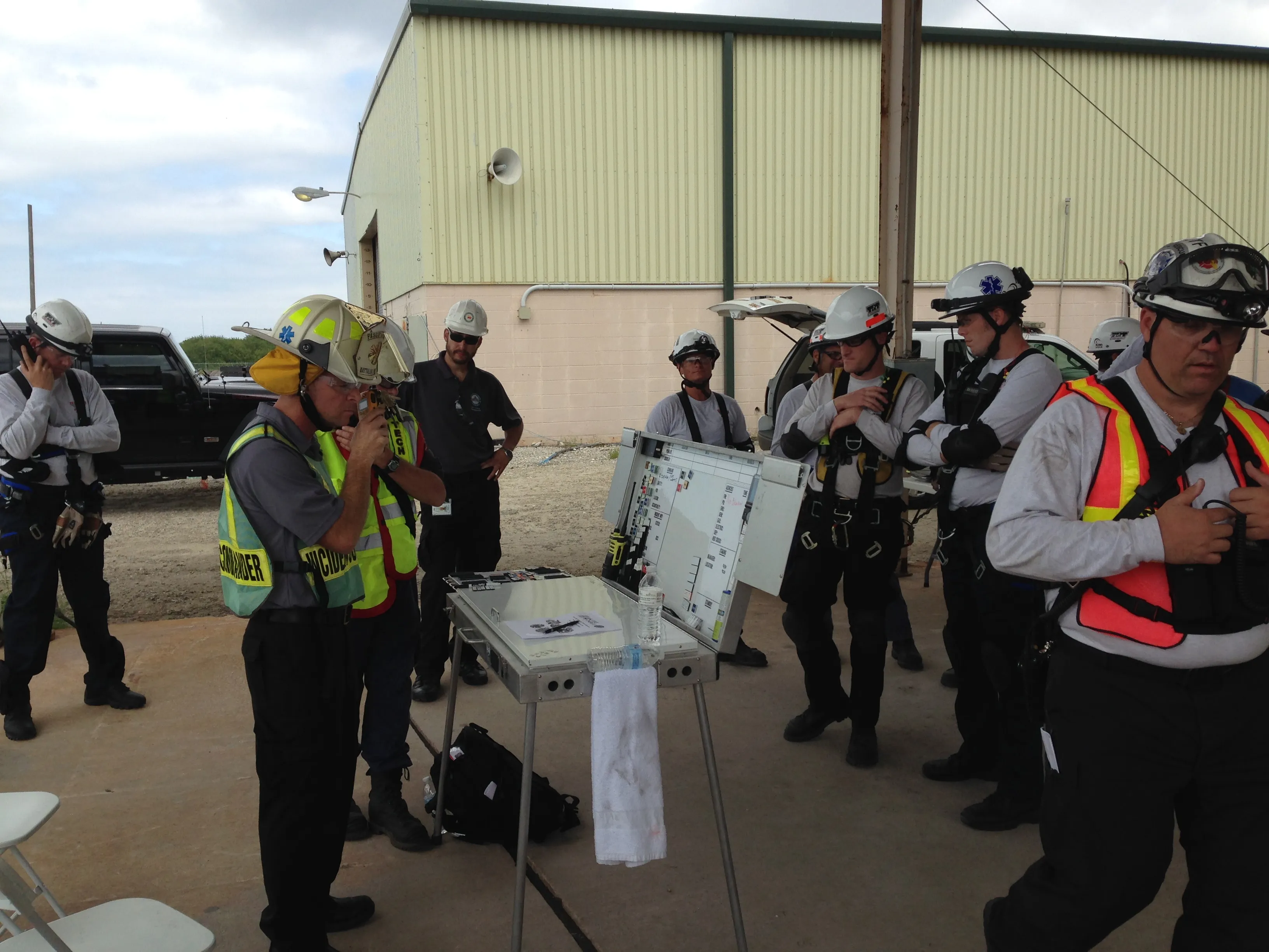 Incident commander at a command board during a drill